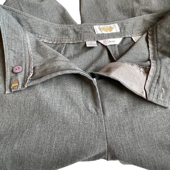 Talbots Stretch Wide Leg Grey Pants Zipper Fly Lightly Fitted with Darts in Back - Picture 3 of 8